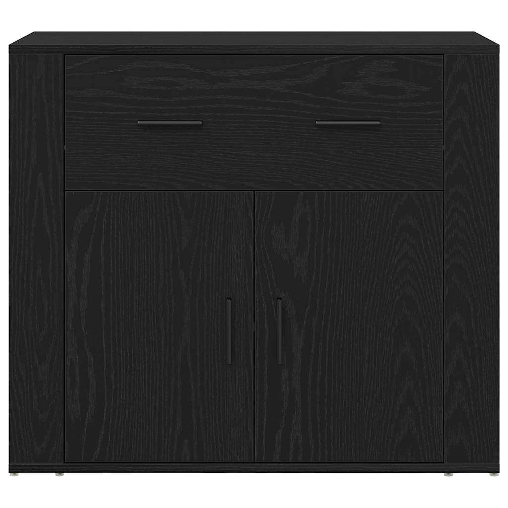 Sideboard with Drawer Black Oak 80 x 33 x 70 cm Engineered Wood