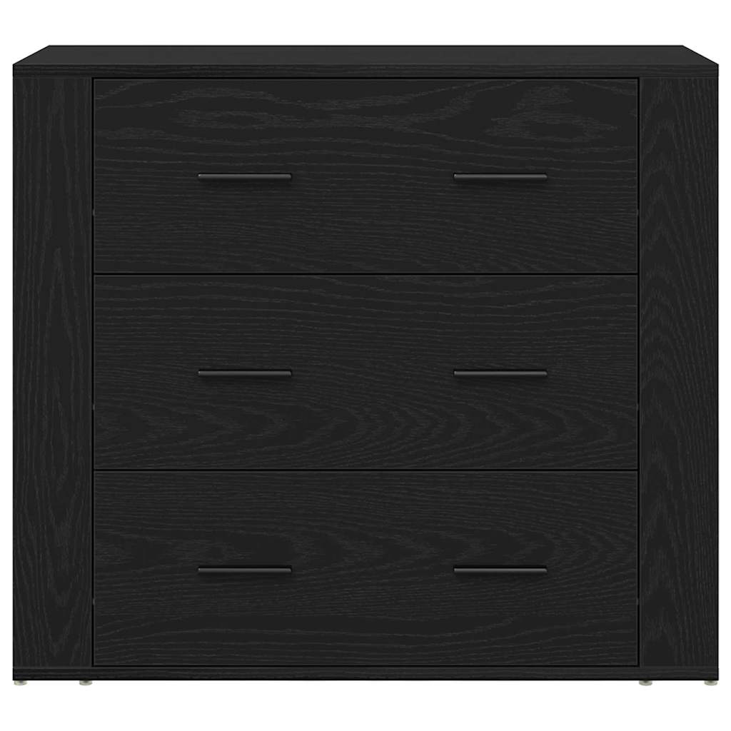 Sideboard with Drawer Black Oak 80 x 33 x 70 cm Engineered Wood