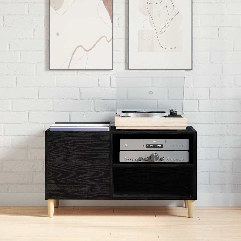 Record Cabinet Black oak 84.5 x 38 x 48 cm Engineered Wood