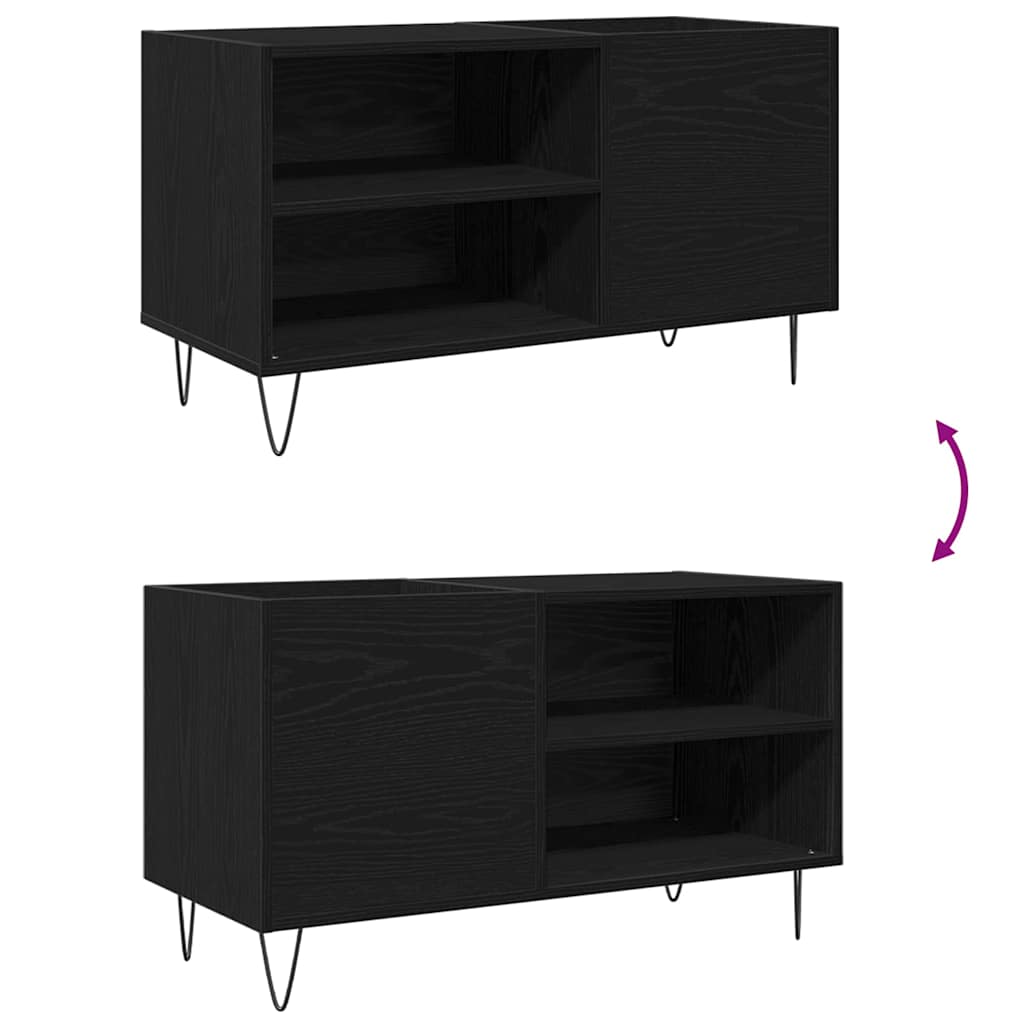 Record Cabinet Black Oak 85 x 38 x 48 cm Engineered Wood