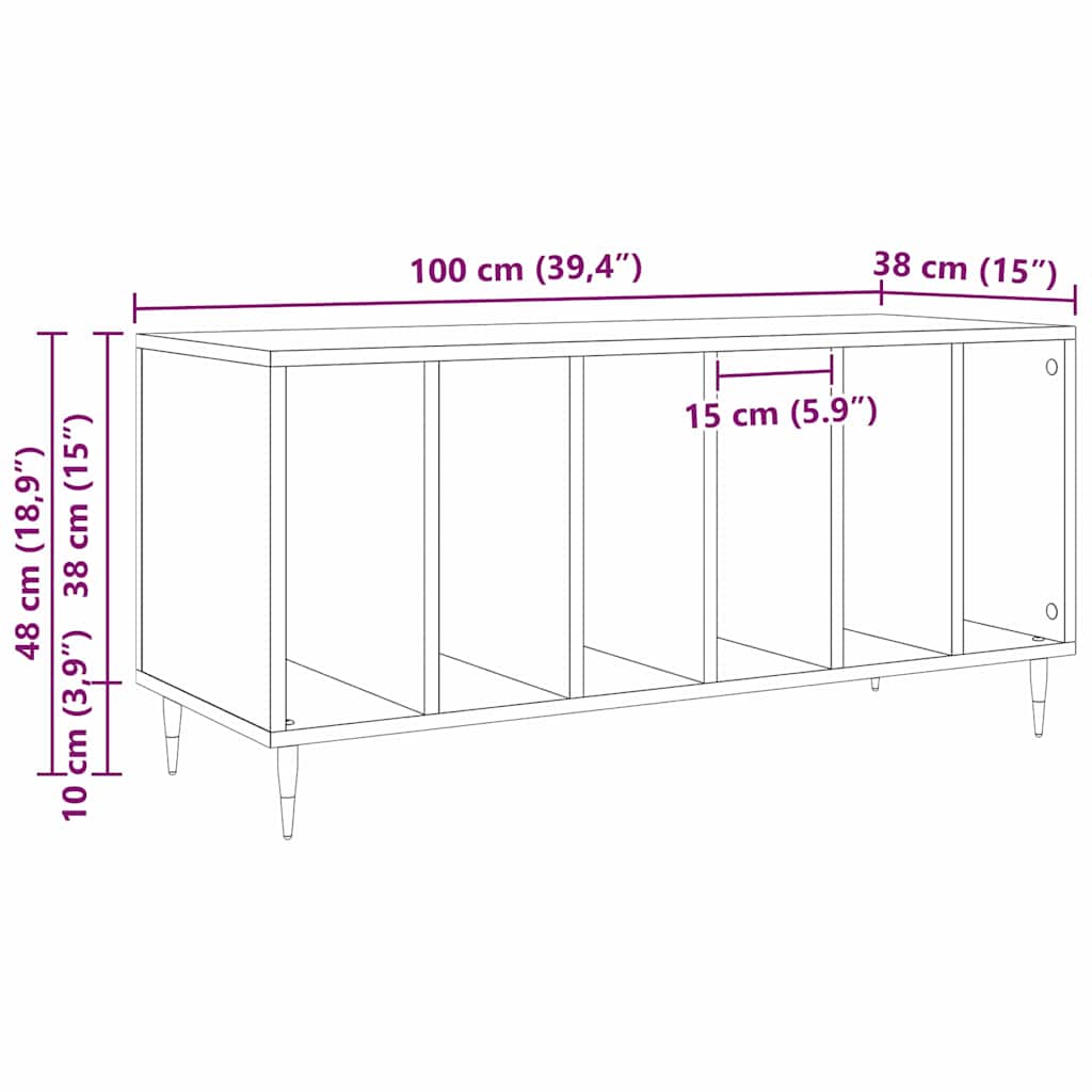 Record Cabinet Old wood 100 x 38 x 48 cm Engineered Wood