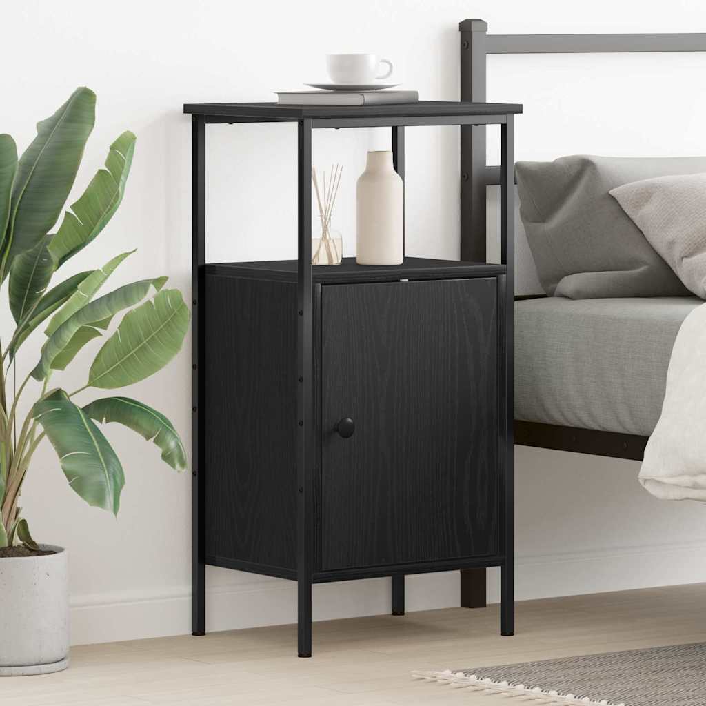 Bedside Cabinet Black Oak 41 x 31 x 80 cm Engineered Wood