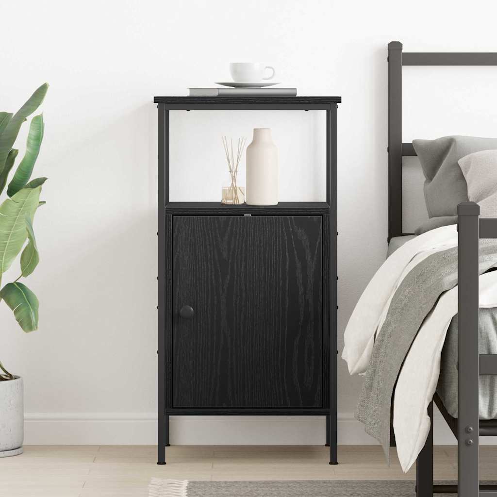 Bedside Cabinet Black Oak 41 x 31 x 80 cm Engineered Wood