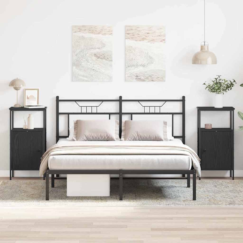 Bedside Cabinet 2 pcs Black Oak 41 x 31 x 80 cm Engineered Wood