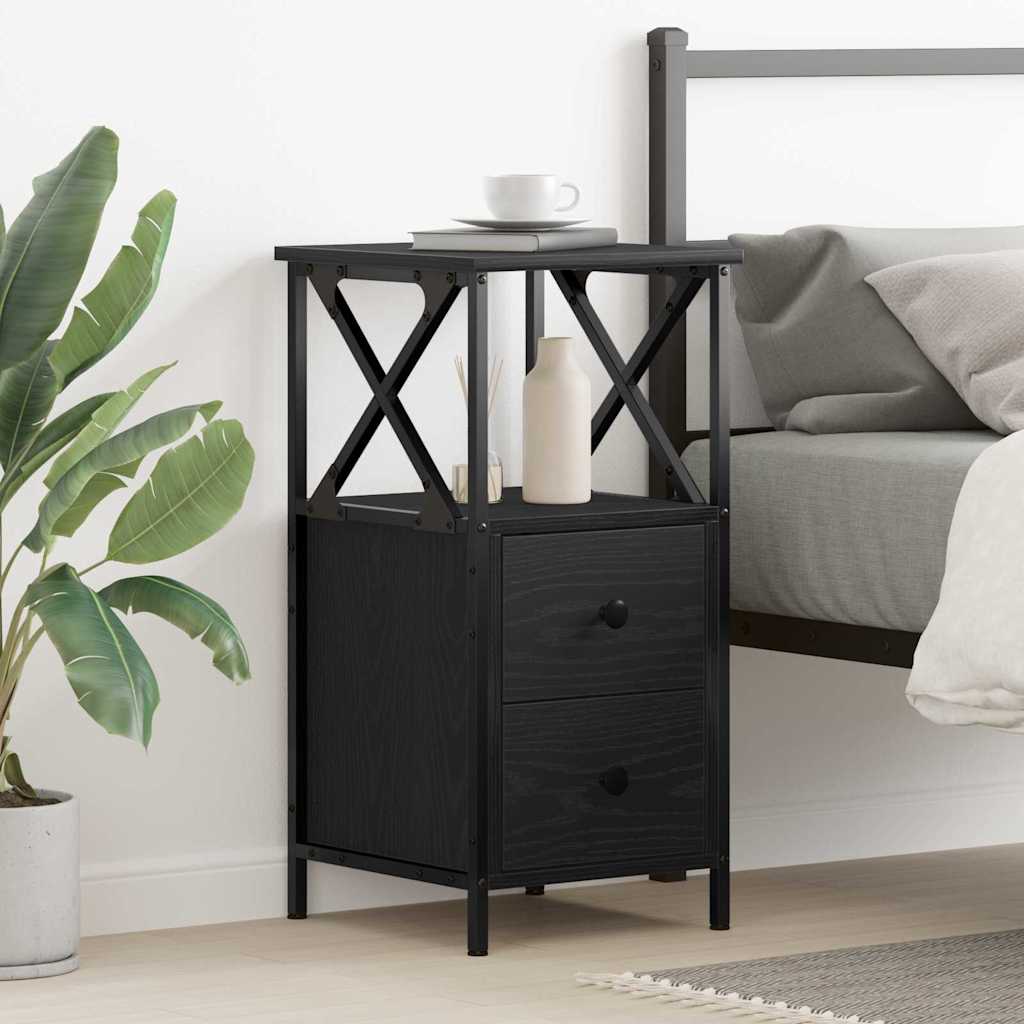 Bedside Cabinet Black Oak 34 x 35.5 x 70 cm Engineered Wood