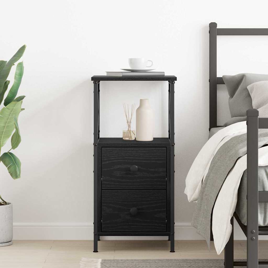 Bedside Cabinet Black Oak 34 x 35.5 x 70 cm Engineered Wood