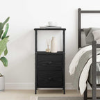 Bedside Cabinet Black Oak 34 x 35.5 x 70 cm Engineered Wood