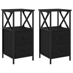 Bedside Cabinet with Drawer 2 pcs Black Oak 34 x 35.5 x 70 cm