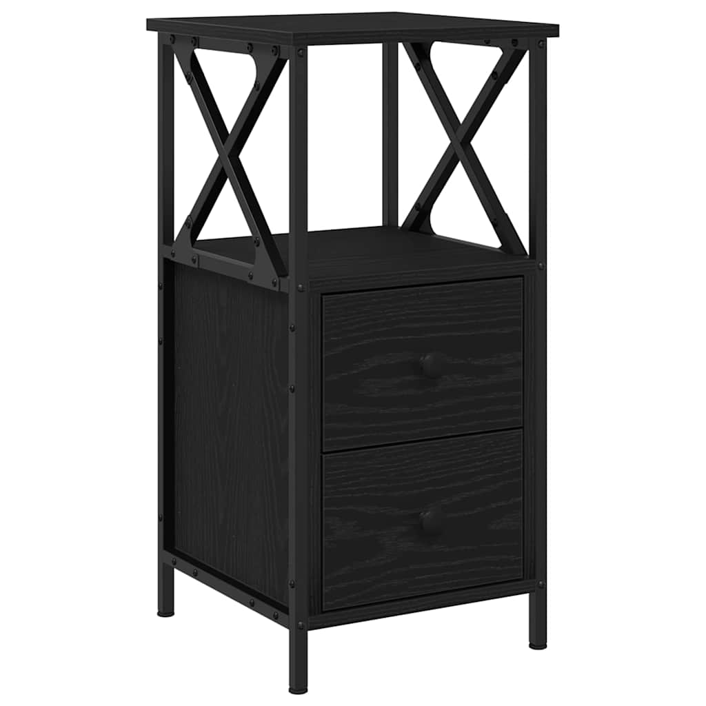 Bedside Cabinet with Drawer 2 pcs Black Oak 34 x 35.5 x 70 cm