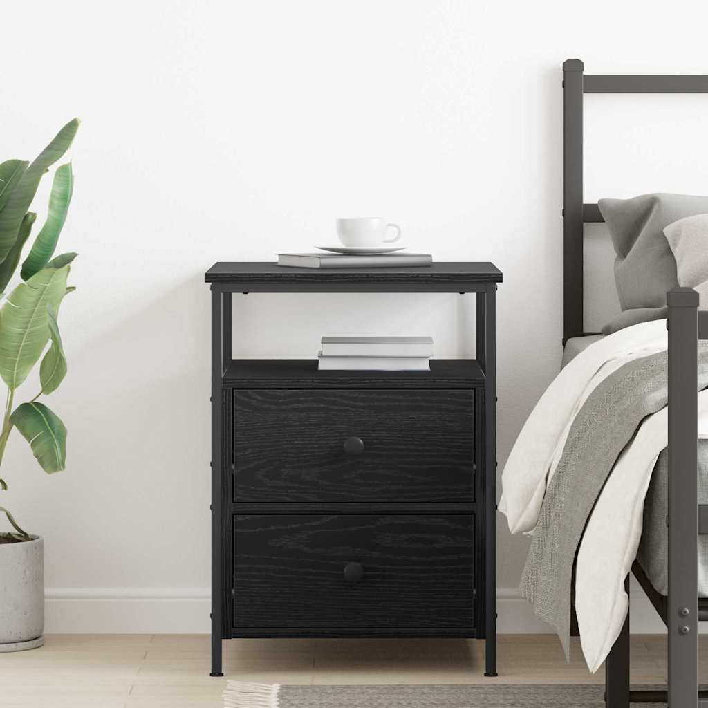 Bedside Cabinet Black Oak 34 x 35.5 x 50 cm Engineered Wood