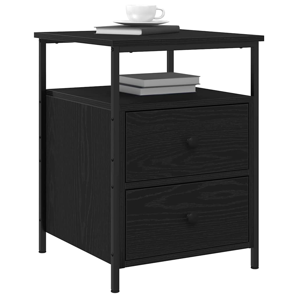 Bedside Cabinet Black Oak 34 x 35.5 x 50 cm Engineered Wood