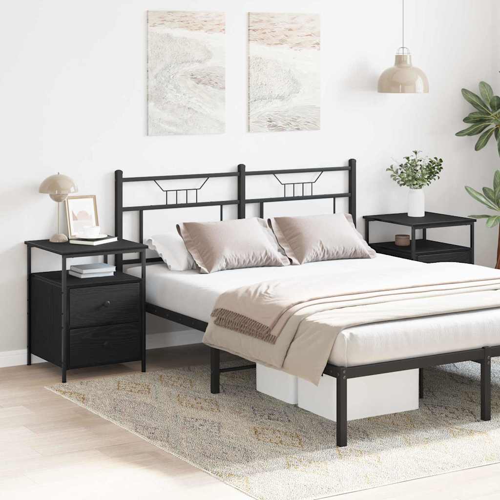 Bedside Cabinet with Drawer 2 pcs Black Oak 34 x 35.5 x 50 cm