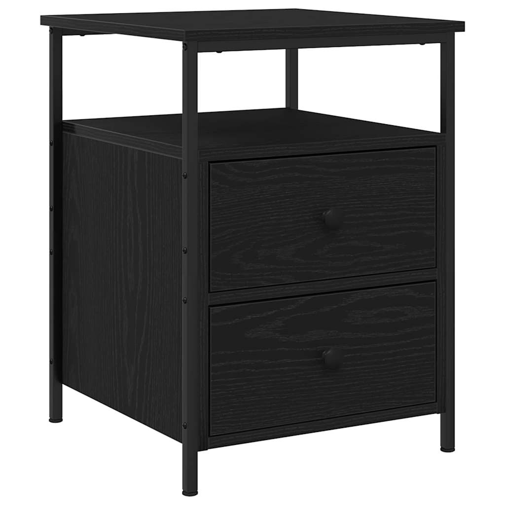 Bedside Cabinet with Drawer 2 pcs Black Oak 34 x 35.5 x 50 cm