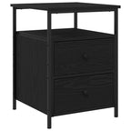 Bedside Cabinet with Drawer 2 pcs Black Oak 34 x 35.5 x 50 cm