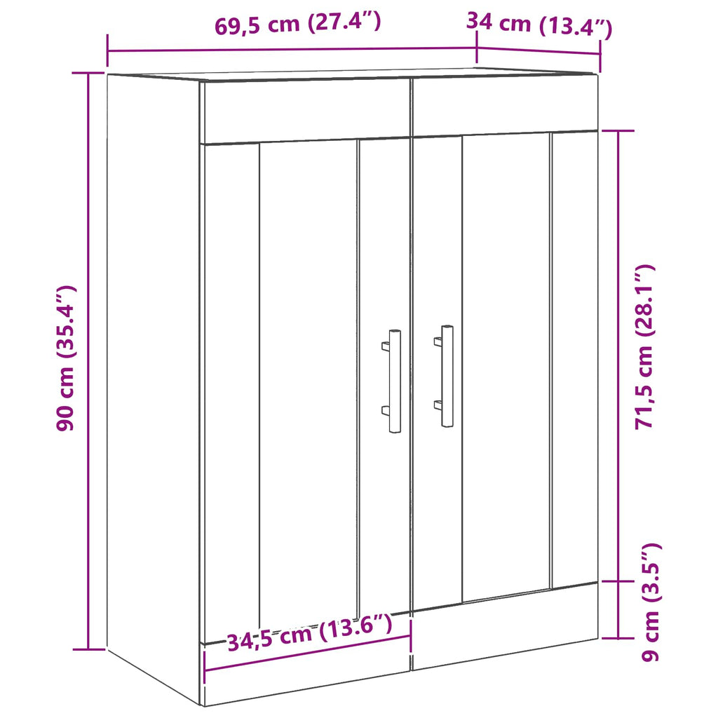 Wall-mounted Cabinet Wall-mounted Black Oak 69.5 x 34 x 90 cm