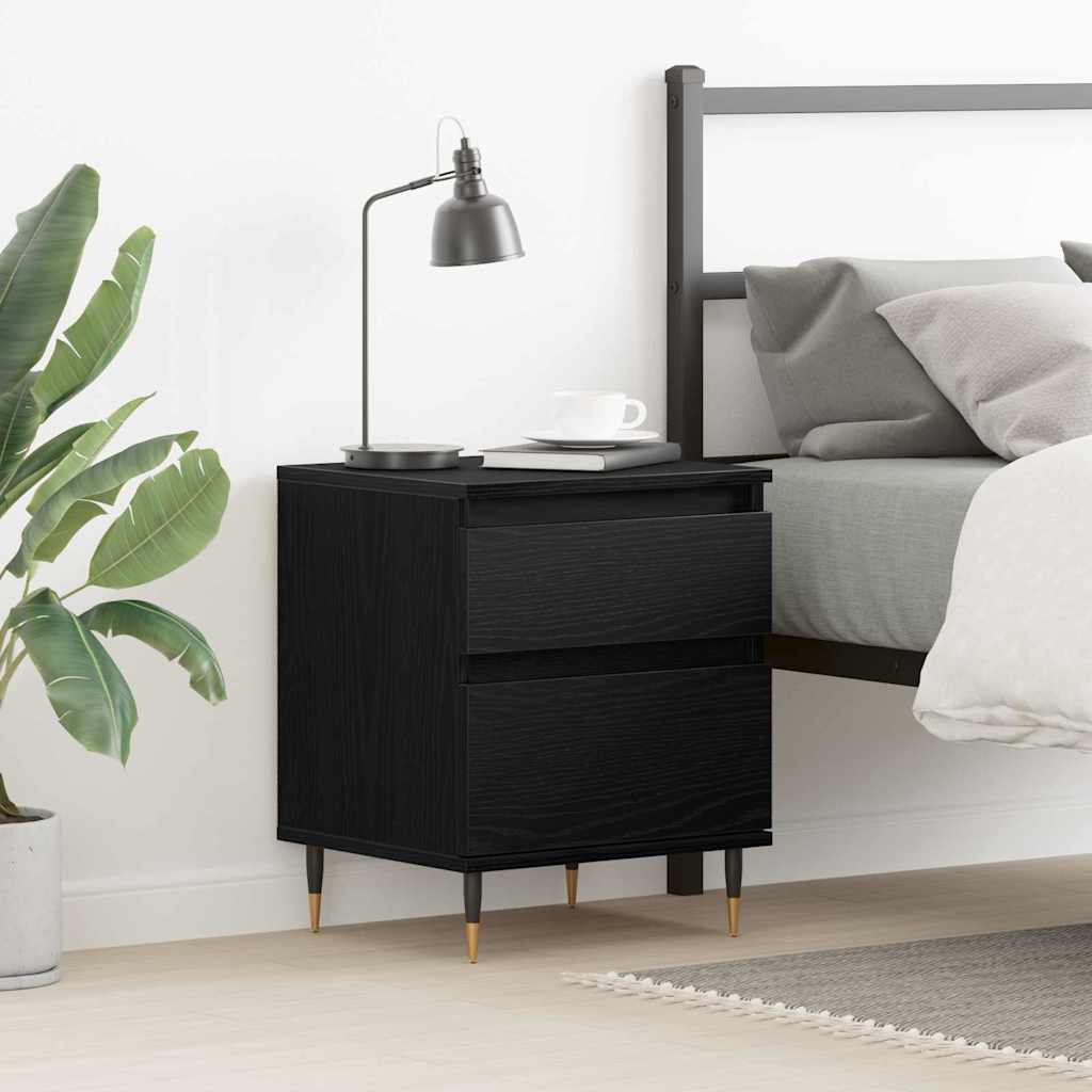 Bedside Cabinet Black Oak 40 x 35 x 50 cm Engineered Wood