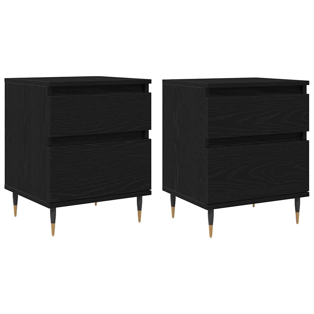 Bedside Cabinet 2 pcs Black Oak 40 x 35 x 50 cm Engineered Wood
