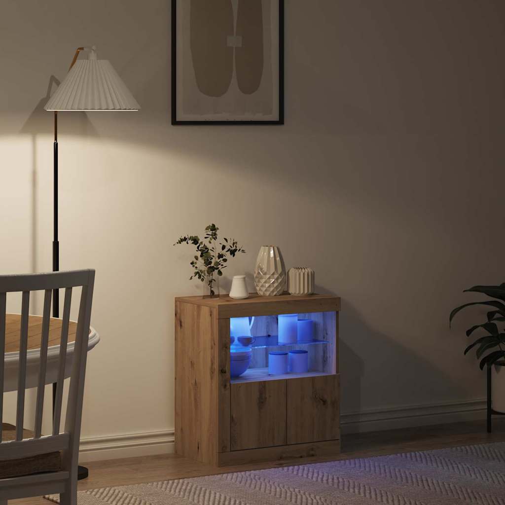 LED Sideboard Brown 60.5 x 37 x 67 cm Engineered Wood