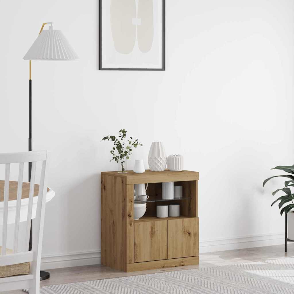 LED Sideboard Brown 60.5 x 37 x 67 cm Engineered Wood