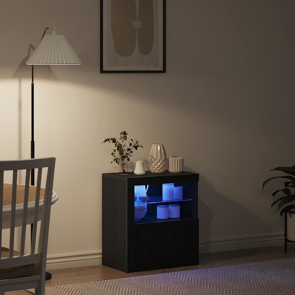 LED Sideboard Black 60.5 x 37 x 67 cm Engineered Wood