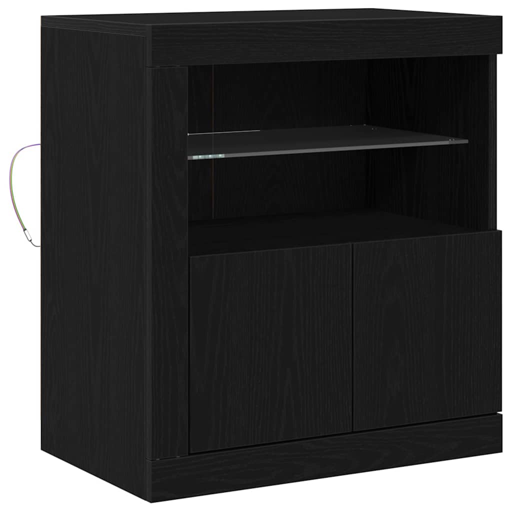LED Sideboard Black 60.5 x 37 x 67 cm Engineered Wood