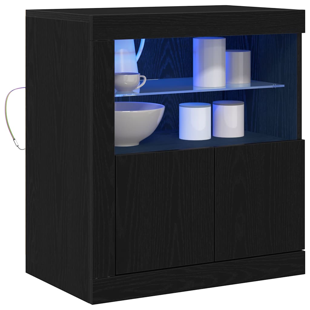LED Sideboard Black 60.5 x 37 x 67 cm Engineered Wood