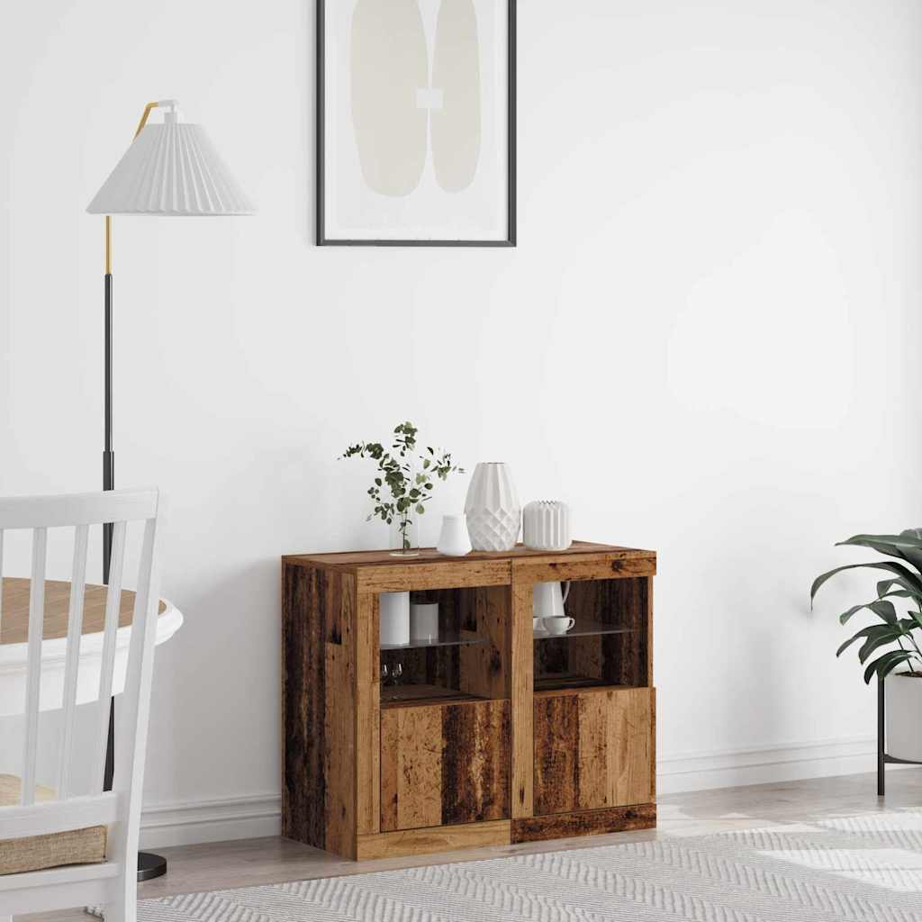 LED Sideboard 2 pcs Old Wood 41 x 37 x 67 cm Engineered Wood