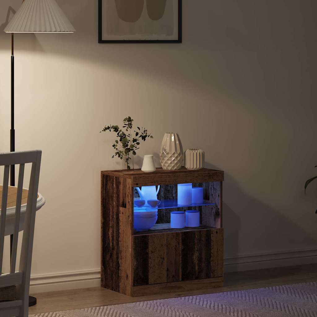 LED Sideboard Brown 60.5 x 37 x 67 cm Engineered Wood