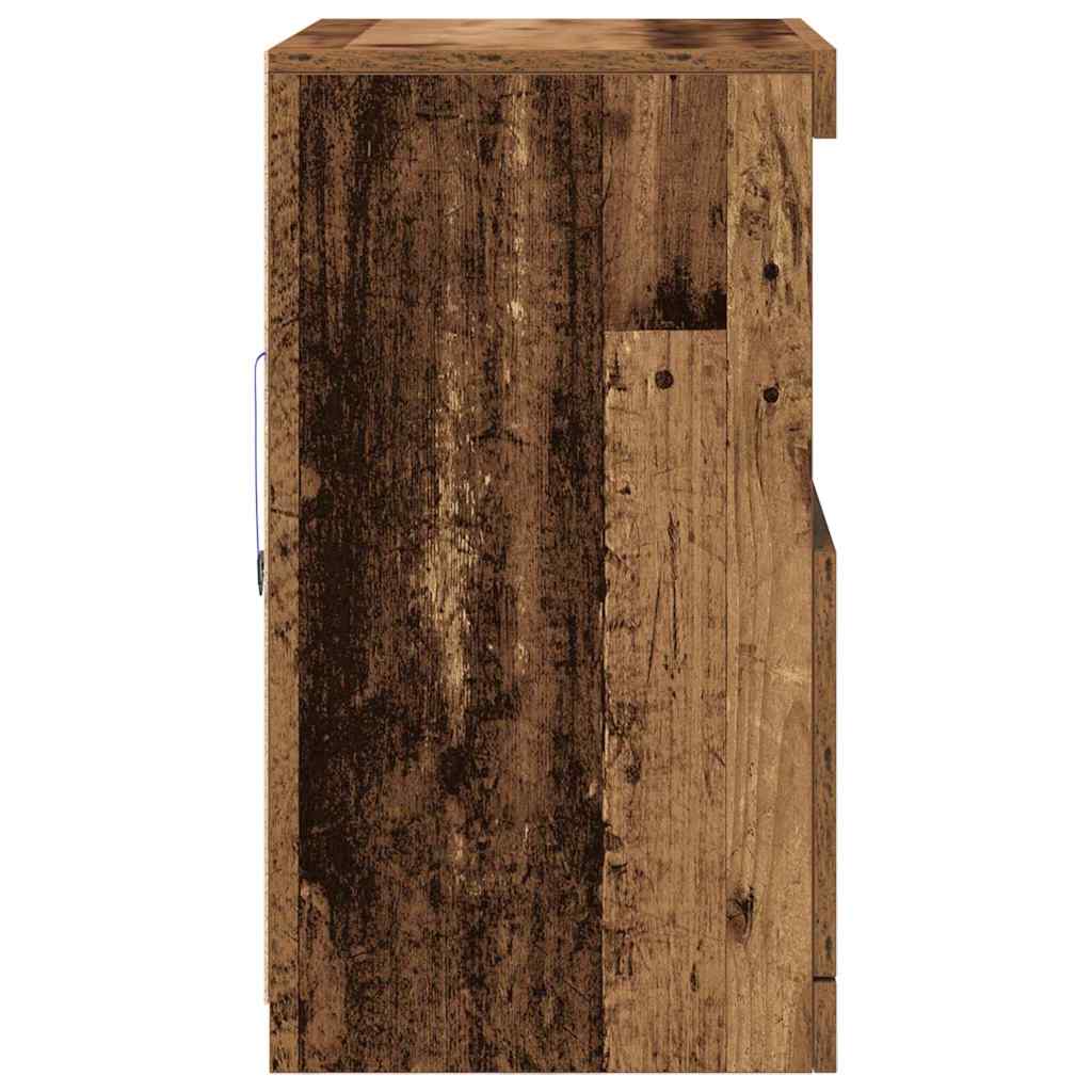 LED Sideboard Brown 60.5 x 37 x 67 cm Engineered Wood