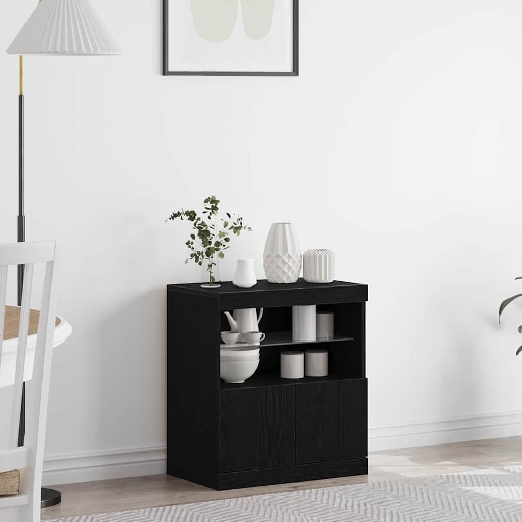 LED Sideboard Black 60.5 x 37 x 67 cm Engineered Wood