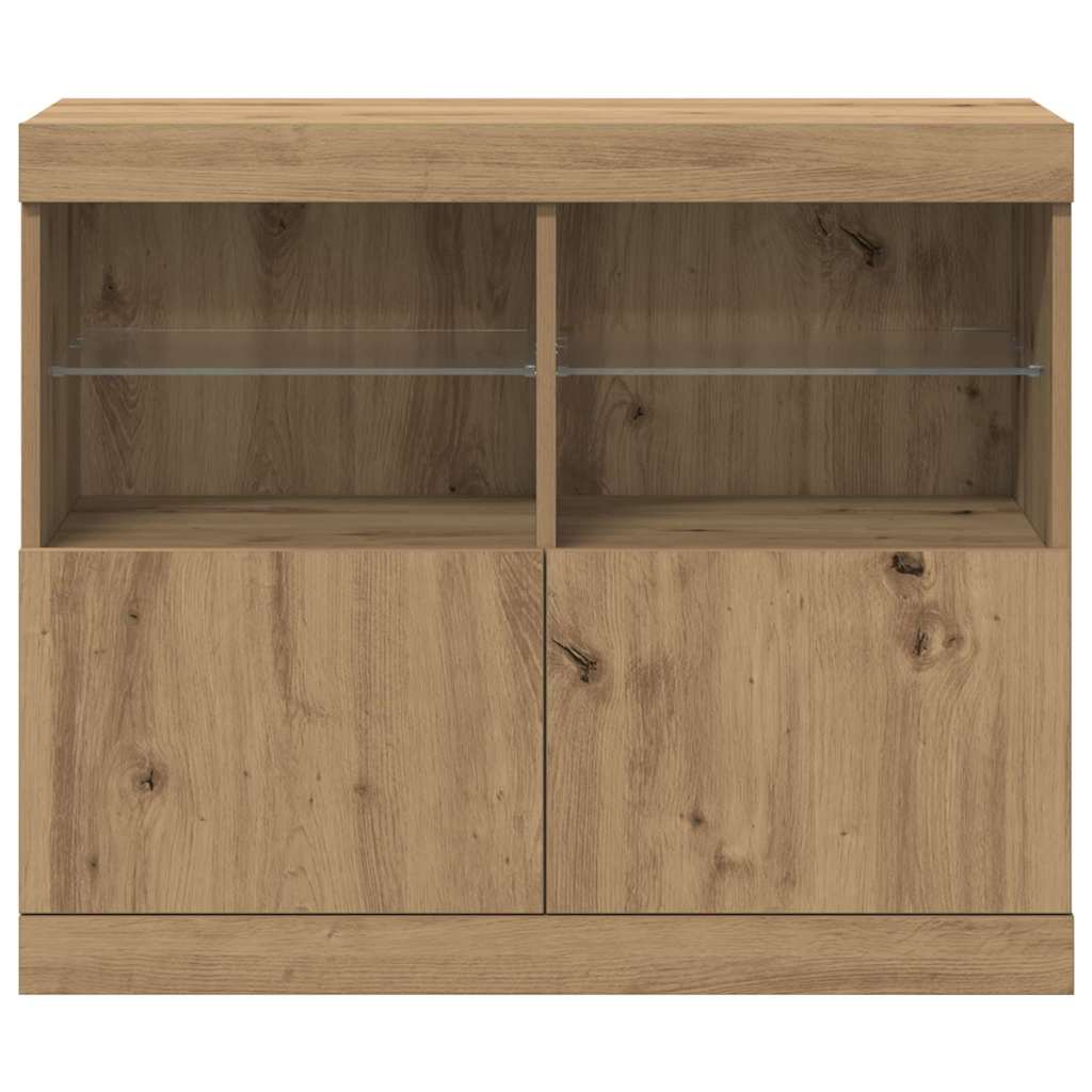 LED Sideboard Brown 81 x 37 x 66.5 cm Engineered Wood