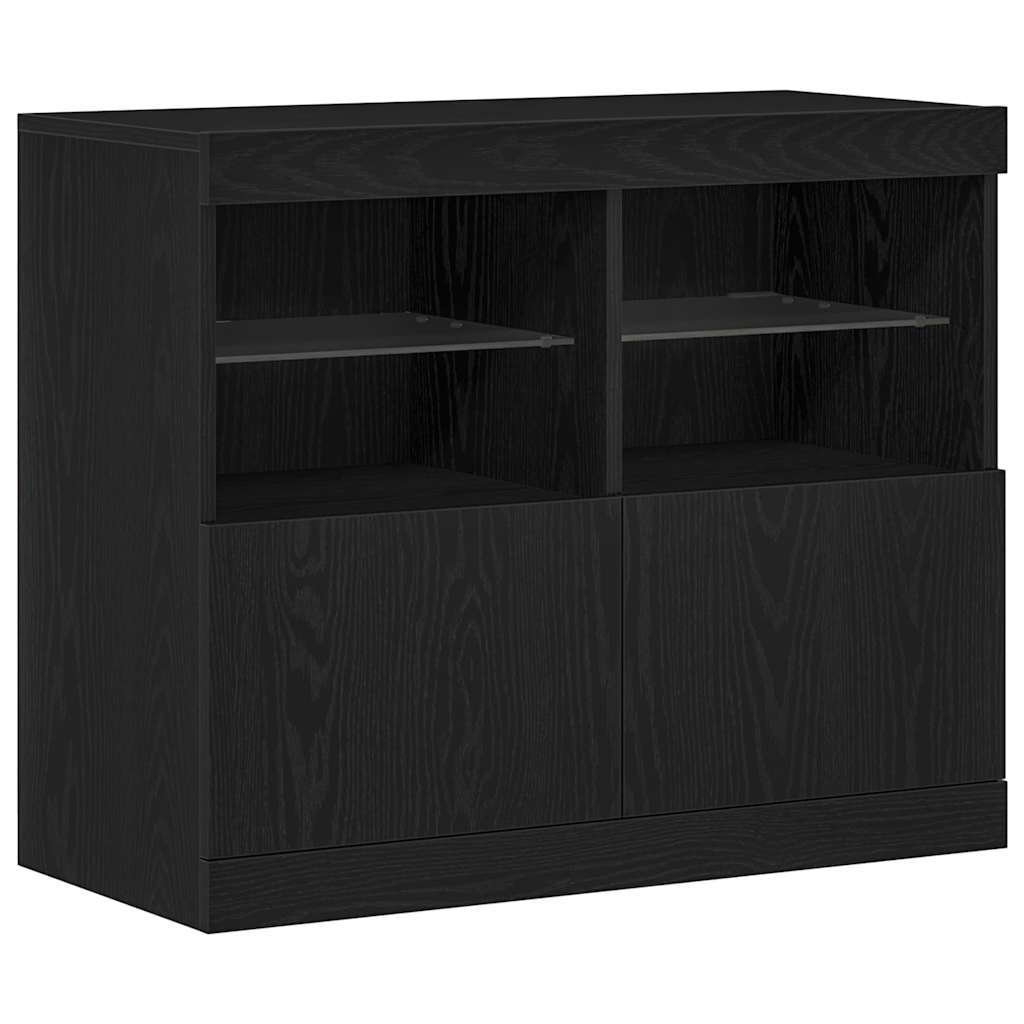 LED Sideboard Black 81 x 37 x 66.5 cm Engineered Wood