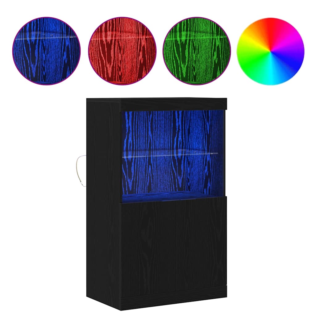 LED Sideboard Black 60 x 37 x 100 cm Engineered Wood