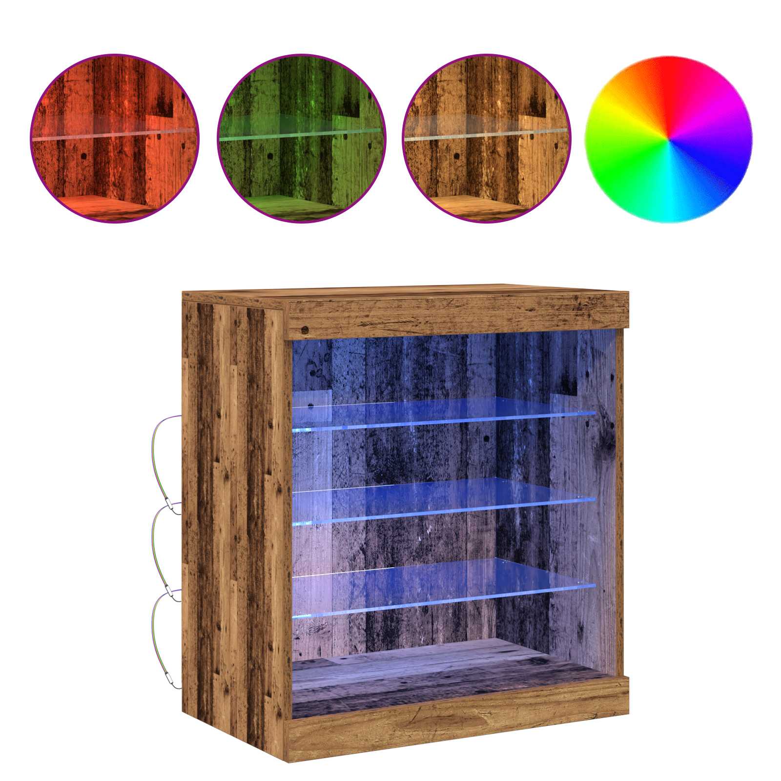 LED Sideboard Old Wood 60.5 x 37 x 67 cm Engineered Wood