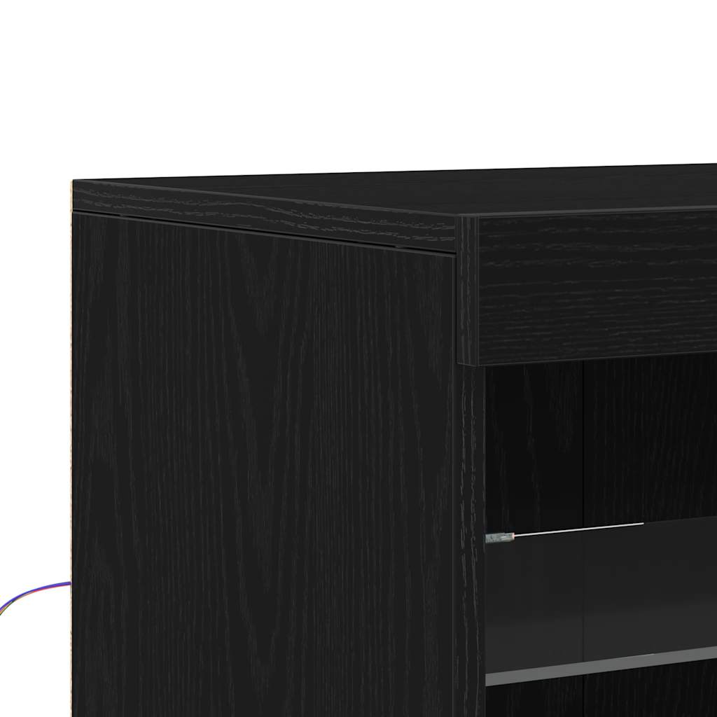 LED Sideboard Black Oak 60.5 x 37 x 67 cm Engineered Wood