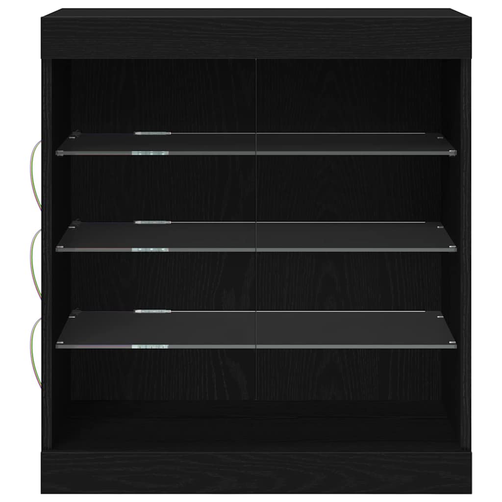 LED Sideboard Black Oak 60.5 x 37 x 67 cm Engineered Wood