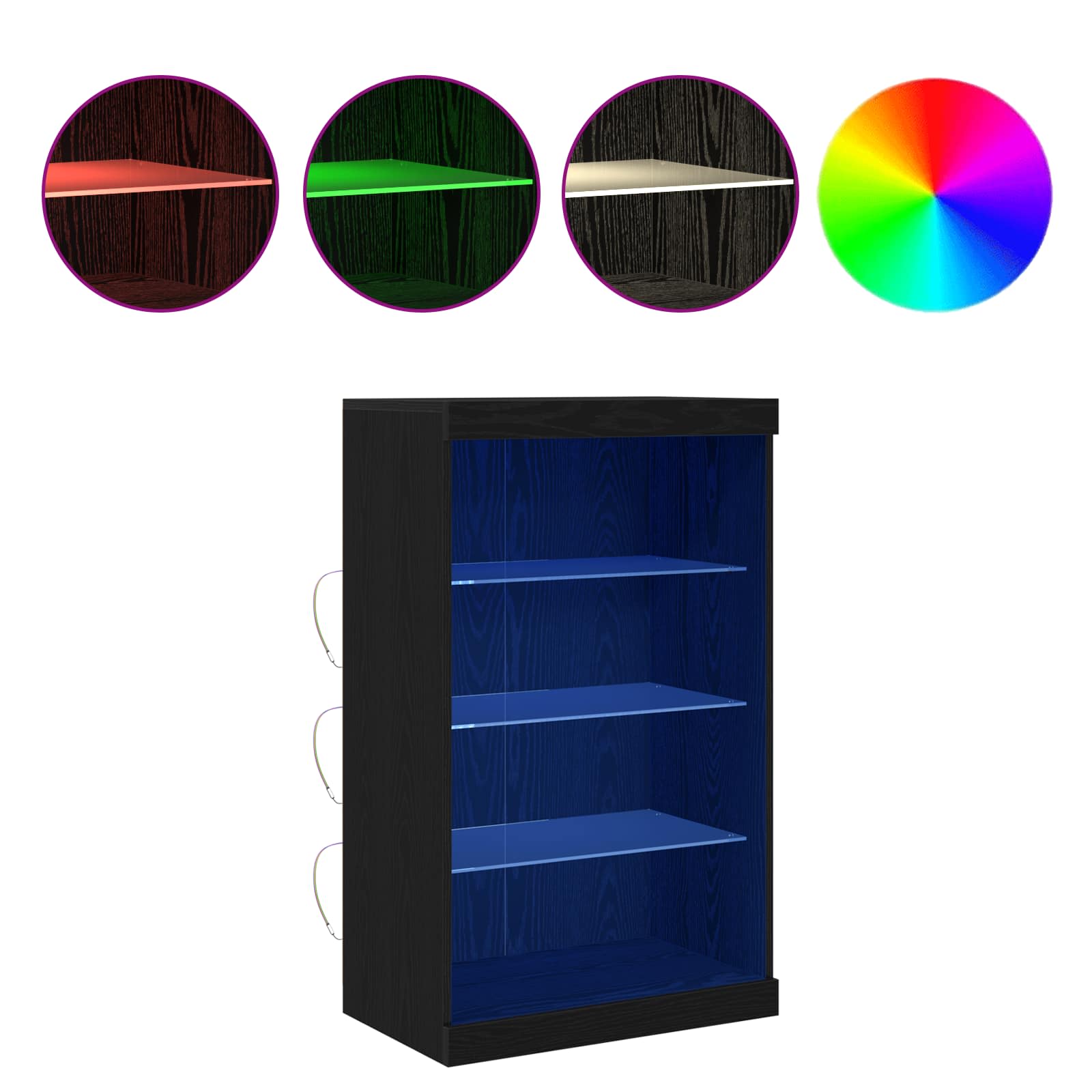 LED Sideboard Black Oak 60.5 x 37 x 100 cm Engineered Wood