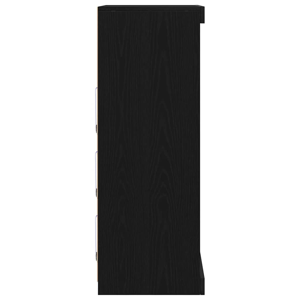 LED Sideboard Black Oak 60.5 x 37 x 100 cm Engineered Wood