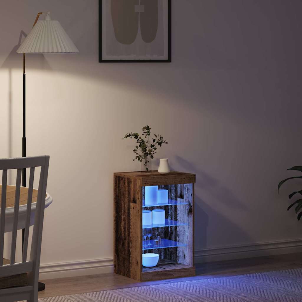 LED Sideboard Old Wood 41 x 37 x 67 cm Engineered Wood