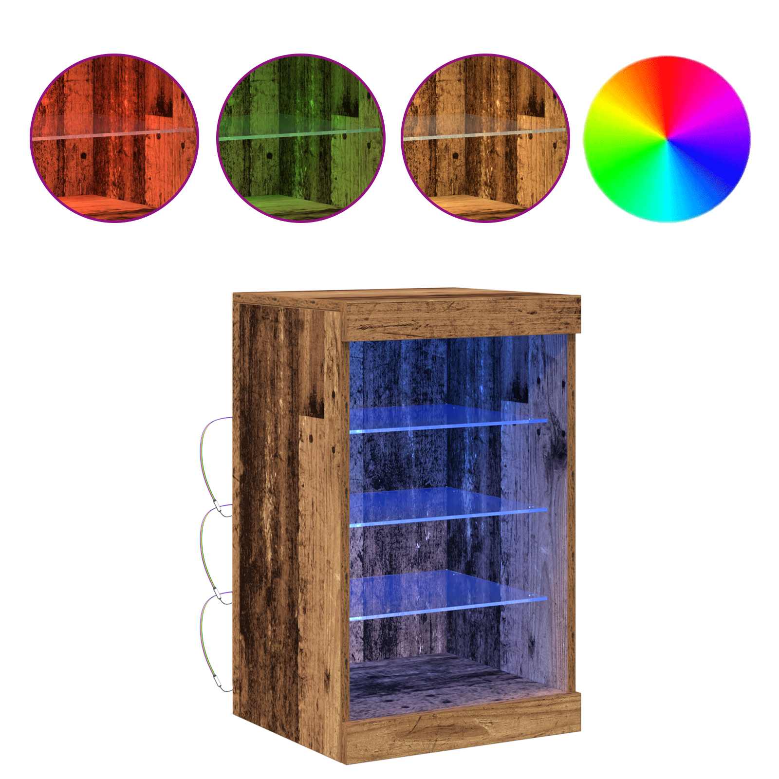 LED Sideboard Old Wood 41 x 37 x 67 cm Engineered Wood