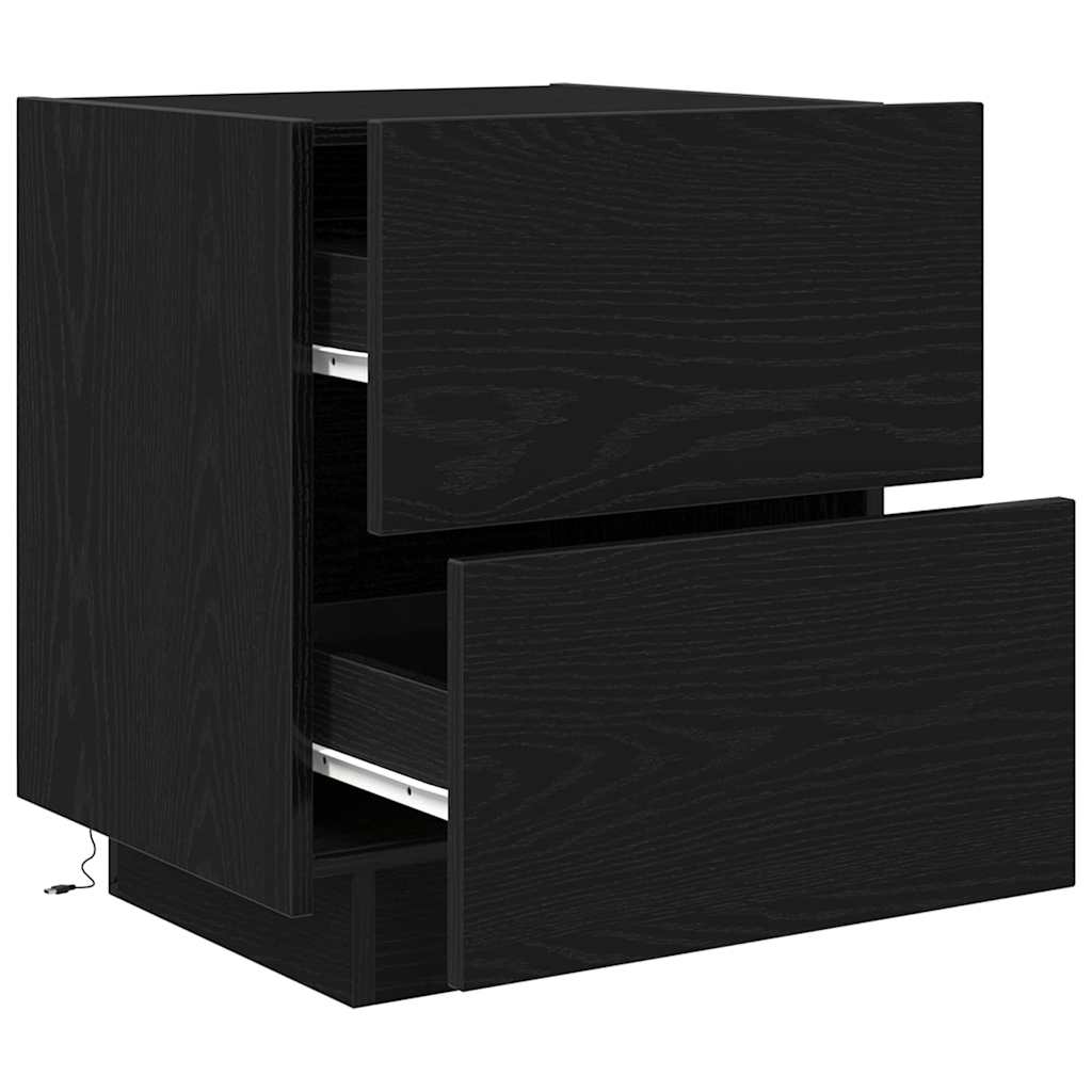 Bedside Cabinet Black Oak 45 x 40 x 55 cm Engineered Wood