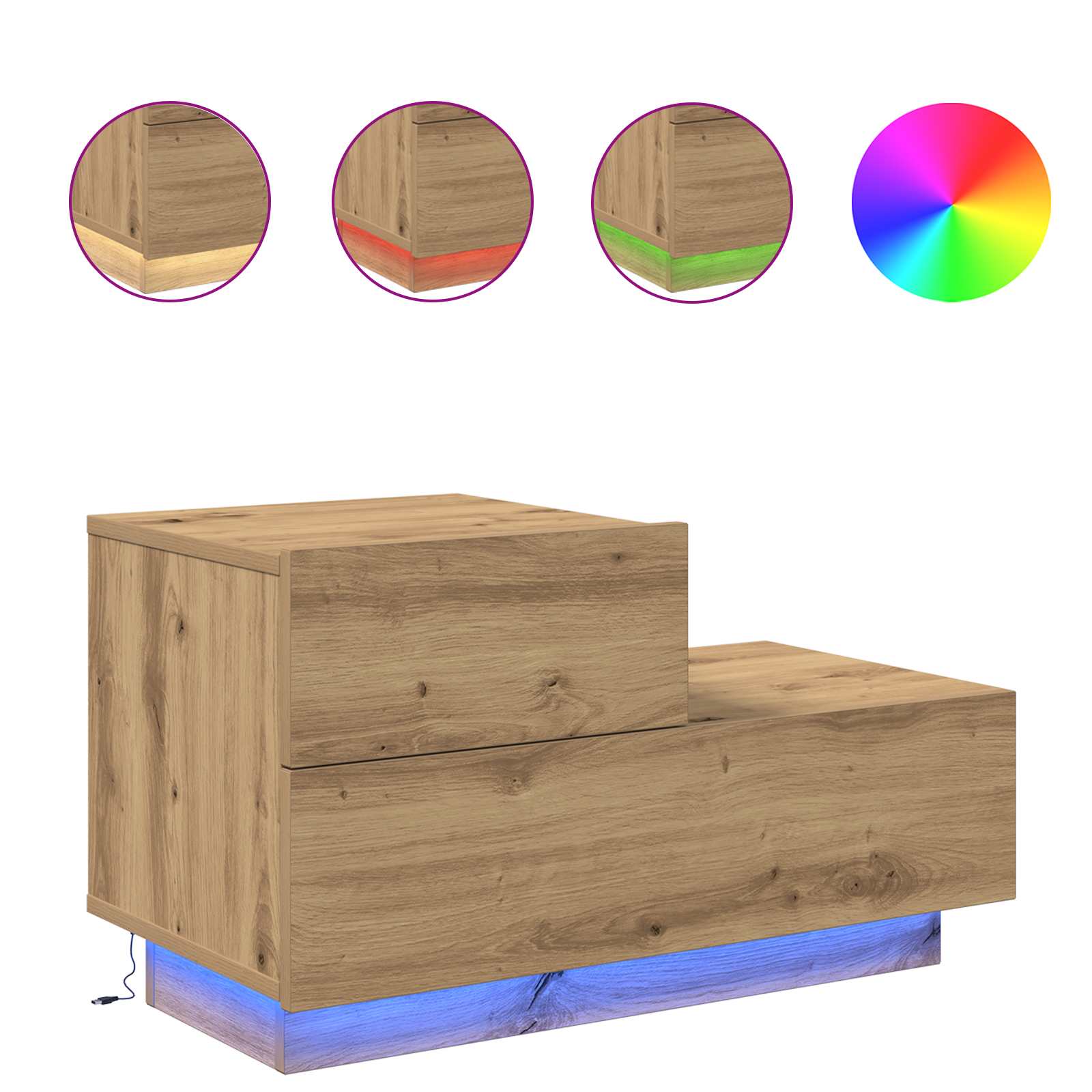 Bedside Cabinet Artisan Oak 70 x 36 x 40.5 cm Engineered Wood