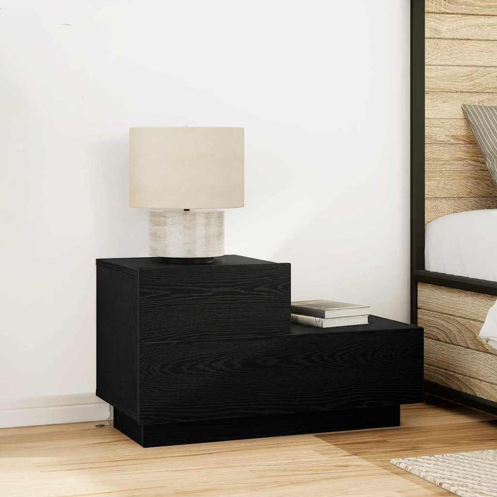 Bedside Cabinet Black Oak 70 x 36 x 40.5 cm Engineered Wood
