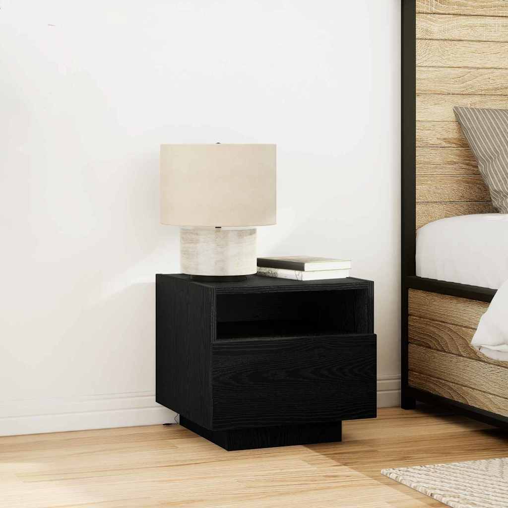 Bedside Cabinet Black Oak 40 x 39 x 37 cm Engineered Wood