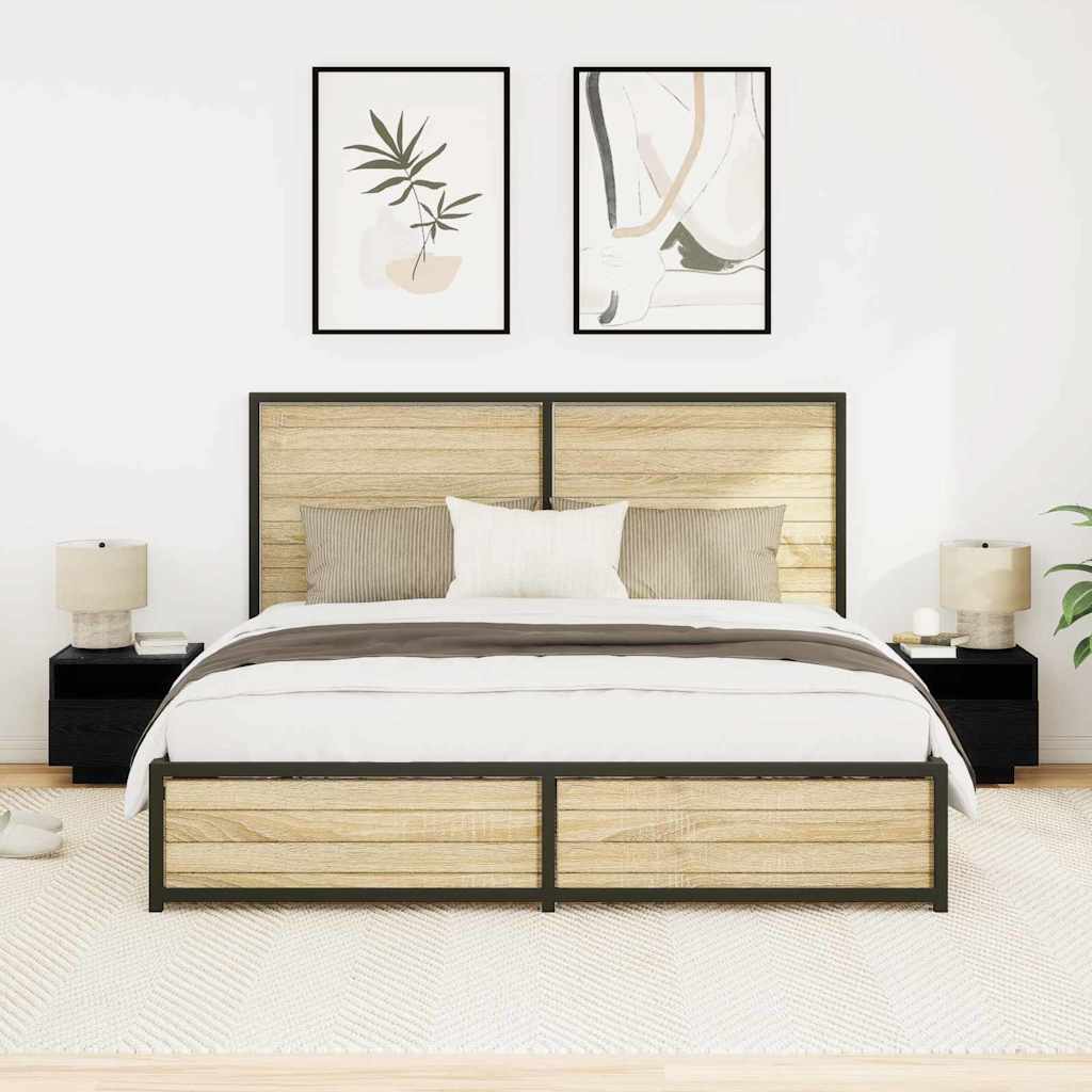 Bedside Cabinet 2 pcs Black Oak 40 x 39 x 37 cm Engineered Wood