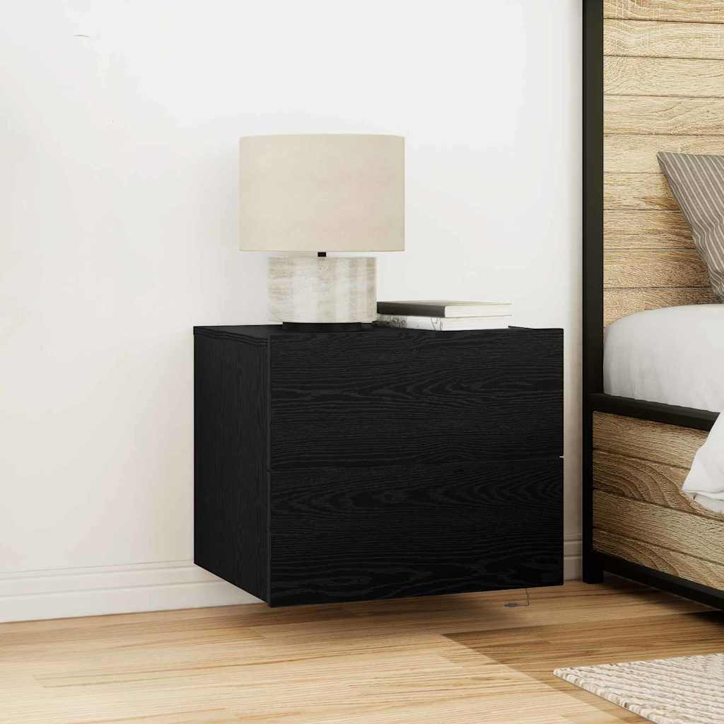 Bedside Cabinet Black Oak 50 x 39 x 41 cm Engineered Wood