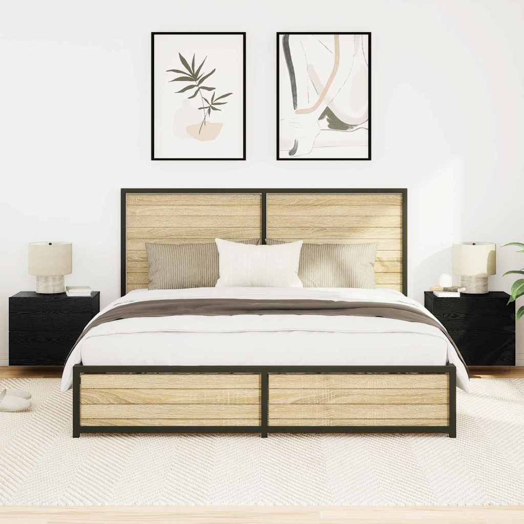 Bedside Cabinet 2 pcs Black Oak 50 x 39 x 41 cm Engineered Wood