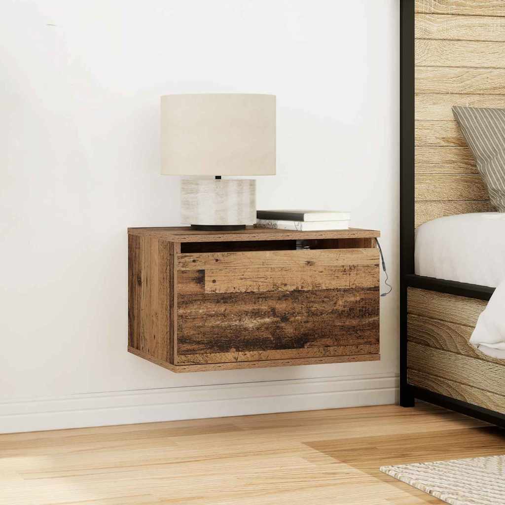Wall-mounted Bedside Cabinet 2 pcs Old Wood Engineered Wood