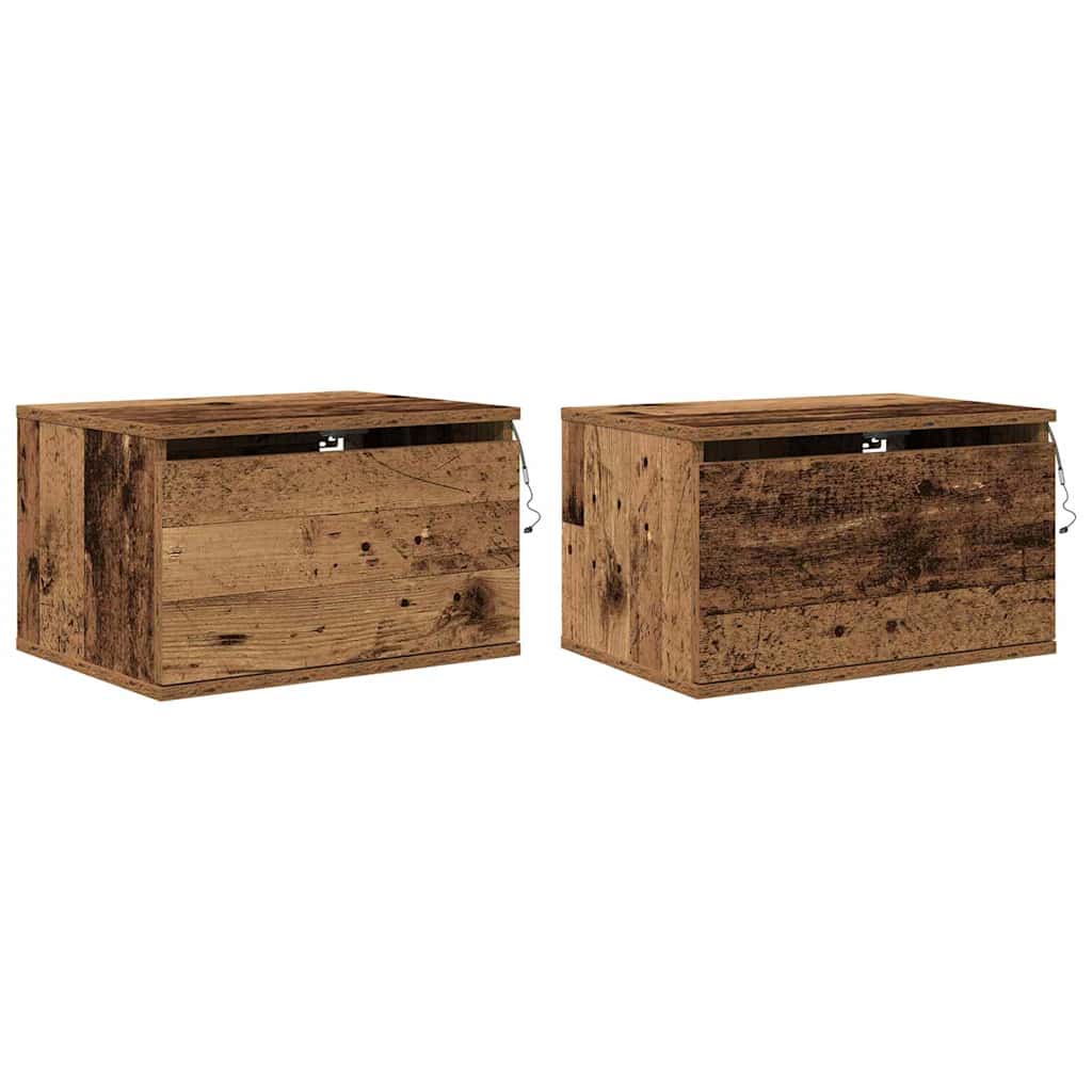 Wall-mounted Bedside Cabinet 2 pcs Old Wood Engineered Wood