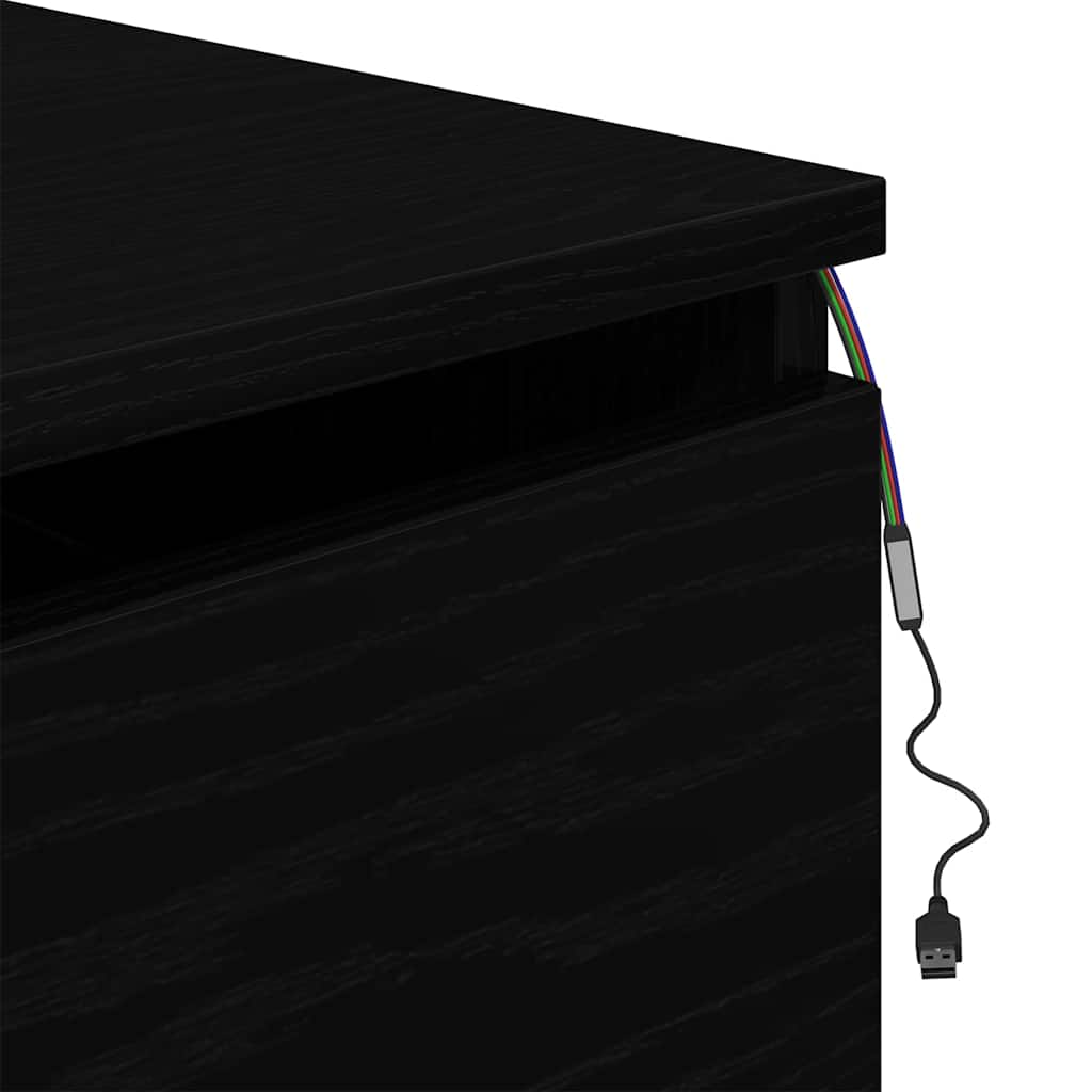 Wall-mounted Bedside Cabinet Black Oak 50 x 36 x 30 cm